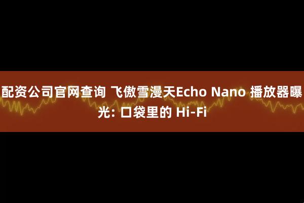 配资公司官网查询 飞傲雪漫天Echo Nano 播放器曝光: 口袋里的 Hi-Fi